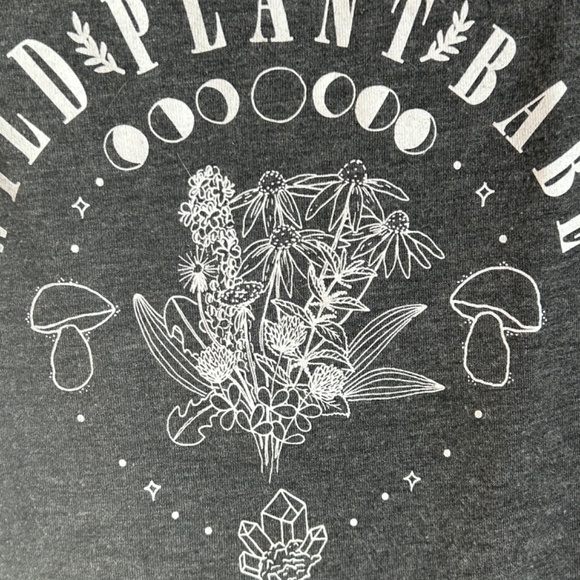 Hippie Boho Grey Botanical Mushroom Crop Tank Top Size S - Picture 2 of 4